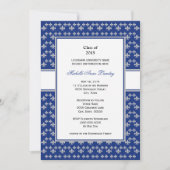 Silver en Royal Blue Fleur de Lis Afstuderen Kaart (Voorkant)