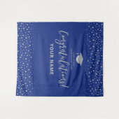 Silver en Royal Blue | Gefeliciteerd Afstuderen Wandkleed (Voorkant (horizontaal))