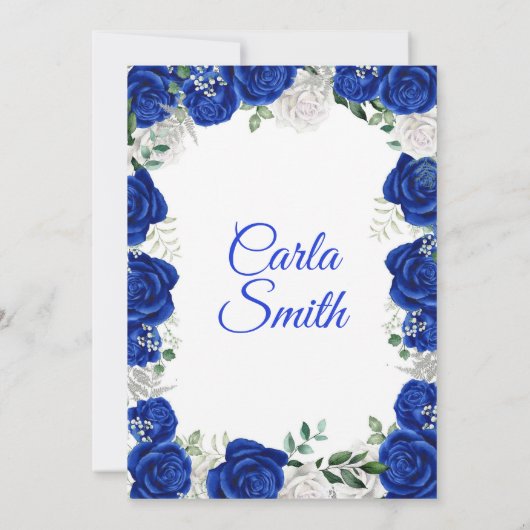 Silver en Royal Blue Rozen Quinceañera Uitnodiging (Achterkant)