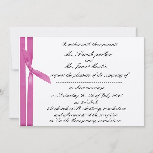 Silver- en roze metalen uitnodiging (Voorkant)