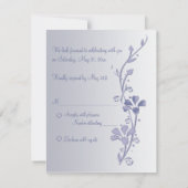 Silver en Violet Floral Reply Kaart (Achterkant)