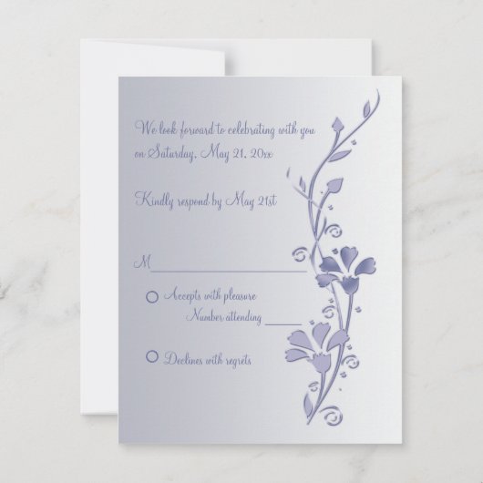 Silver en Violet Floral Reply Kaart (Achterkant)