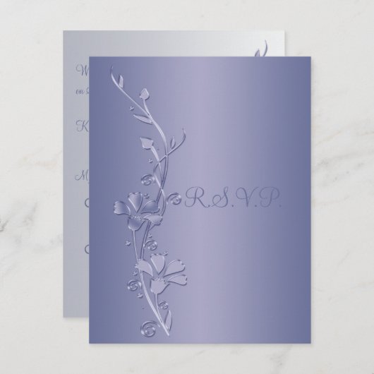 Silver en Violet Floral Reply Kaart (Voorkant / Achterkant)