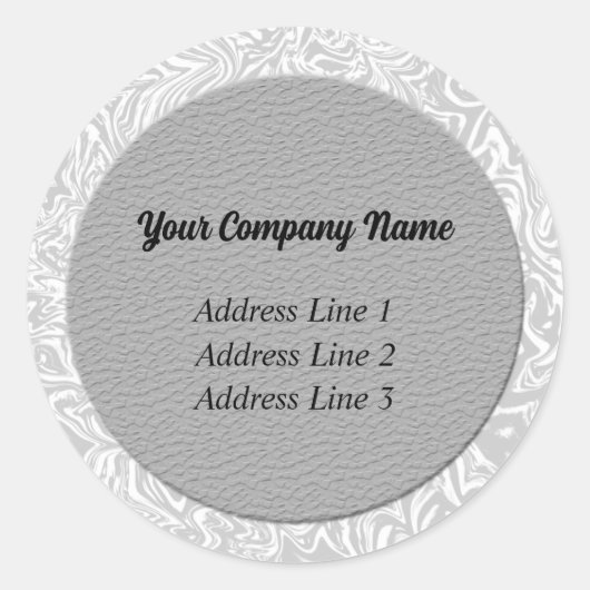 Silver- en White Business Address Lables Ronde Sticker (Voorkant)