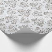 Silver en White Damask Cadeaupapier (Hoek)