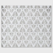 Silver en White Damask Cadeaupapier (Vlak)