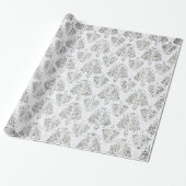 Silver en White Damask Cadeaupapier (Uitgerold)