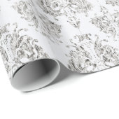 Silver en White Damask Cadeaupapier (Rol Hoek)