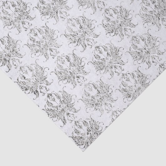 Silver en White Damask Tissuepapier (Detail)