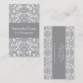 Silver- en White Damask-Visitekaartje Visitekaartje (Voorkant / Achterkant)