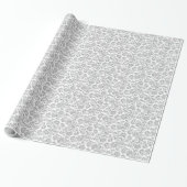 Silver en White  Floral Damaskers Cadeaupapier (Uitgerold)