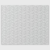 Silver en White  Floral Damaskers Cadeaupapier (Vlak)