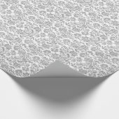 Silver en White  Floral Damaskers Cadeaupapier (Hoek)