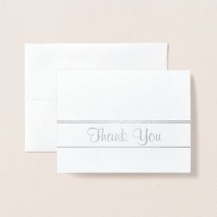Silver en White Floral Pattern Dank u Folie Kaarten