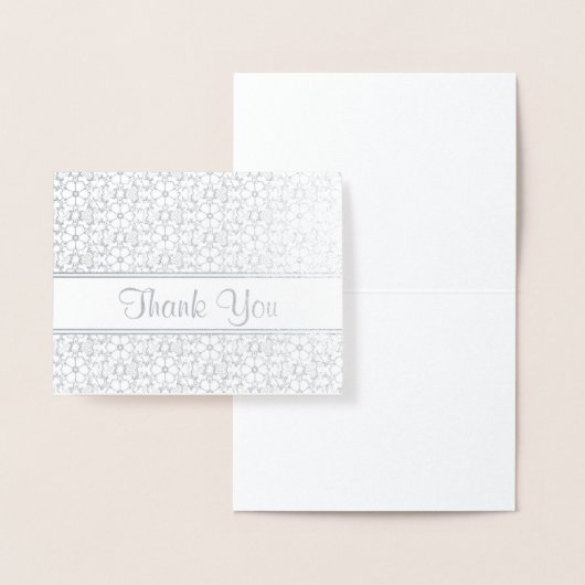 Silver en White Floral Pattern Dank u Folie Kaarten (Display)