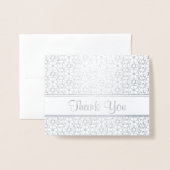 Silver en White Floral Pattern Dank u Folie Kaarten (Voorkant met envelop)