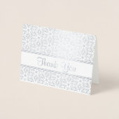 Silver en White Floral Pattern Dank u Folie Kaarten (Voorkant)