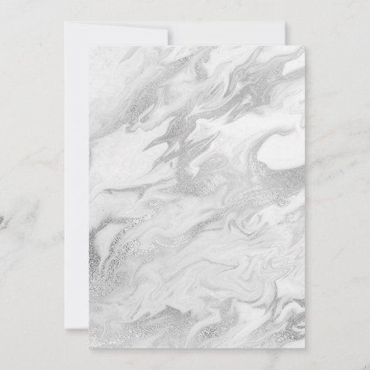 Silver en White Marged Jubileum Invitation Kaart (Achterkant)
