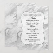 Silver en White Marged Jubileum Invitation Kaart (Voorkant / Achterkant)