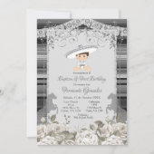 Silver en White Mexican Baptism & First Birthday Kaart (Voorkant)