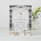 Silver en White Mexican Baptism & First Birthday Kaart (Staand voorkant)