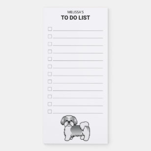 Silver en White Shih Tzu Cartoon Dog om lijst te d Magnetisch Notitieblok