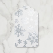 Silver en White Sneeuwvlok Echt Folie Cadeau Label (Voorkant)