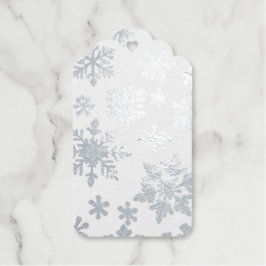 Silver en White Sneeuwvlok Echt Folie Cadeau Label