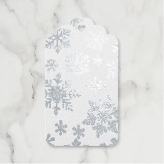 Silver en White Sneeuwvlok Echt Folie Cadeau Label
