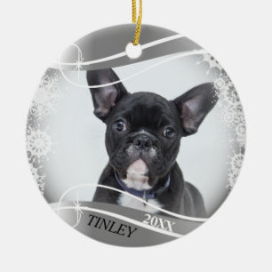 Silver en White Snowflake Lijst - DIY Foto Keramisch Ornament