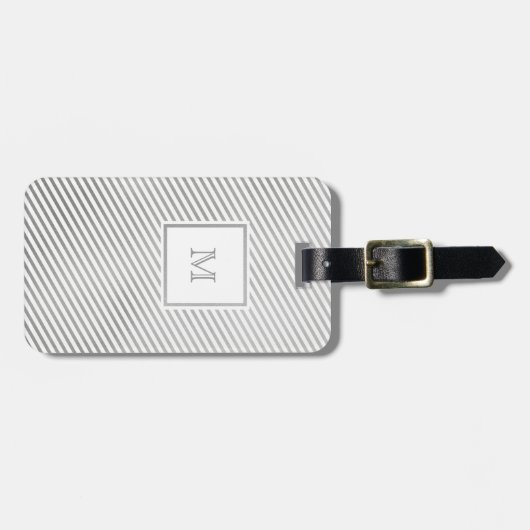 Silver en White Striped Bagagelabel (Voorkant horizontaal)