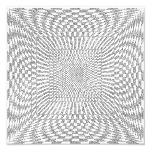 Silver en White vervormd geplooid Patroon Foto Afdruk (Voorkant)