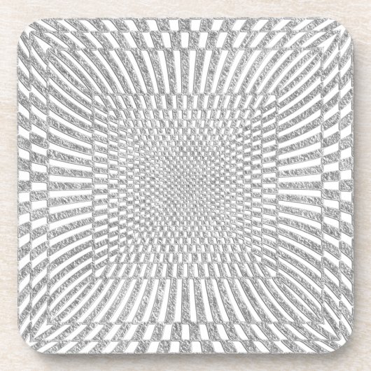 Silver en White vervormd geplooid Patroon Onderzetter (Voorkant)