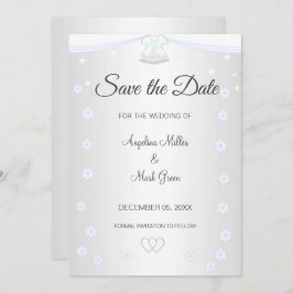 Silver en White Wedding Save the Date Invitation Kaart