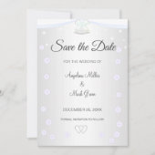 Silver en White Wedding Save the Date Invitation Kaart (Voorkant)