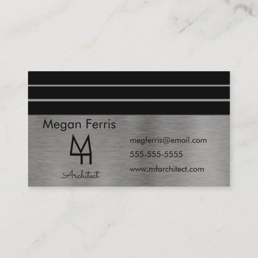 Silver- en zwarte minimalistisch visitekaartje (Achterkant)