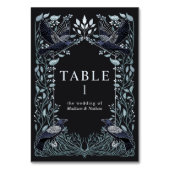 Silver Enchanted Gothic Raven Floral Wedding Kaart (Voorkant)