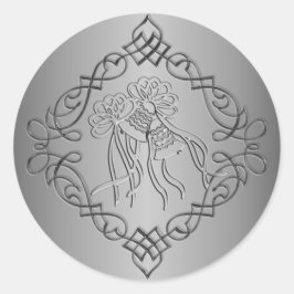 Silver Engraved Kijk Wedding Ronde Sticker