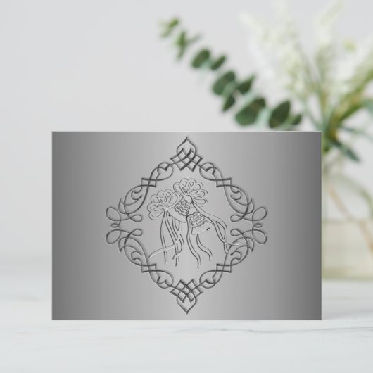 Silver Engraved Kijk Wedding RSVP (Staand voorkant)