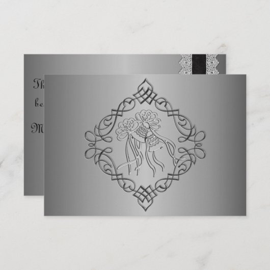 Silver Engraved Kijk Wedding RSVP (Voorkant / Achterkant)