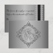 Silver Engraved Kijk Wedding RSVP Kaartje (Voorkant / Achterkant)