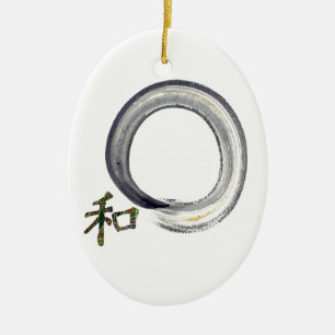 Silver enso met Kanji - harmony Keramisch Ornament