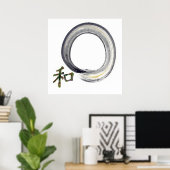 Silver Enso met Kanji-teken voor Harmony Poster (Thuiskantoor)