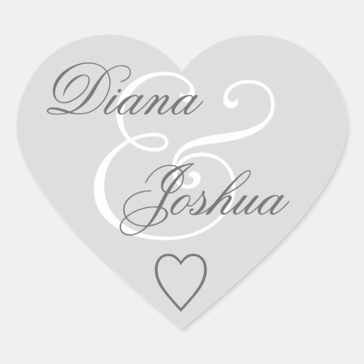 Silver Envelope Seal Wedding Heart V09 Hart Sticker (Voorkant)