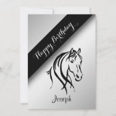 Silver Equine Birthday Party Invitation Kaart (Voorkant)