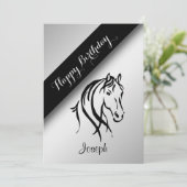 Silver Equine Birthday Party Invitation Kaart (Staand voorkant)