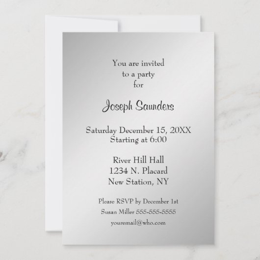 Silver Equine Birthday Party Invitation Kaart (Achterkant)