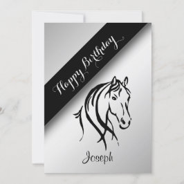 Silver Equine Birthday Party Invitation Kaart