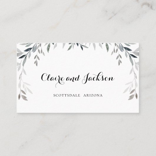 Silver Eucalyptu Greenery Wedding RSVP Online Kaar Visitekaartje (Achterkant)