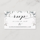 Silver Eucalyptu Greenery Wedding RSVP Online Kaar Visitekaartje (Voorkant)
